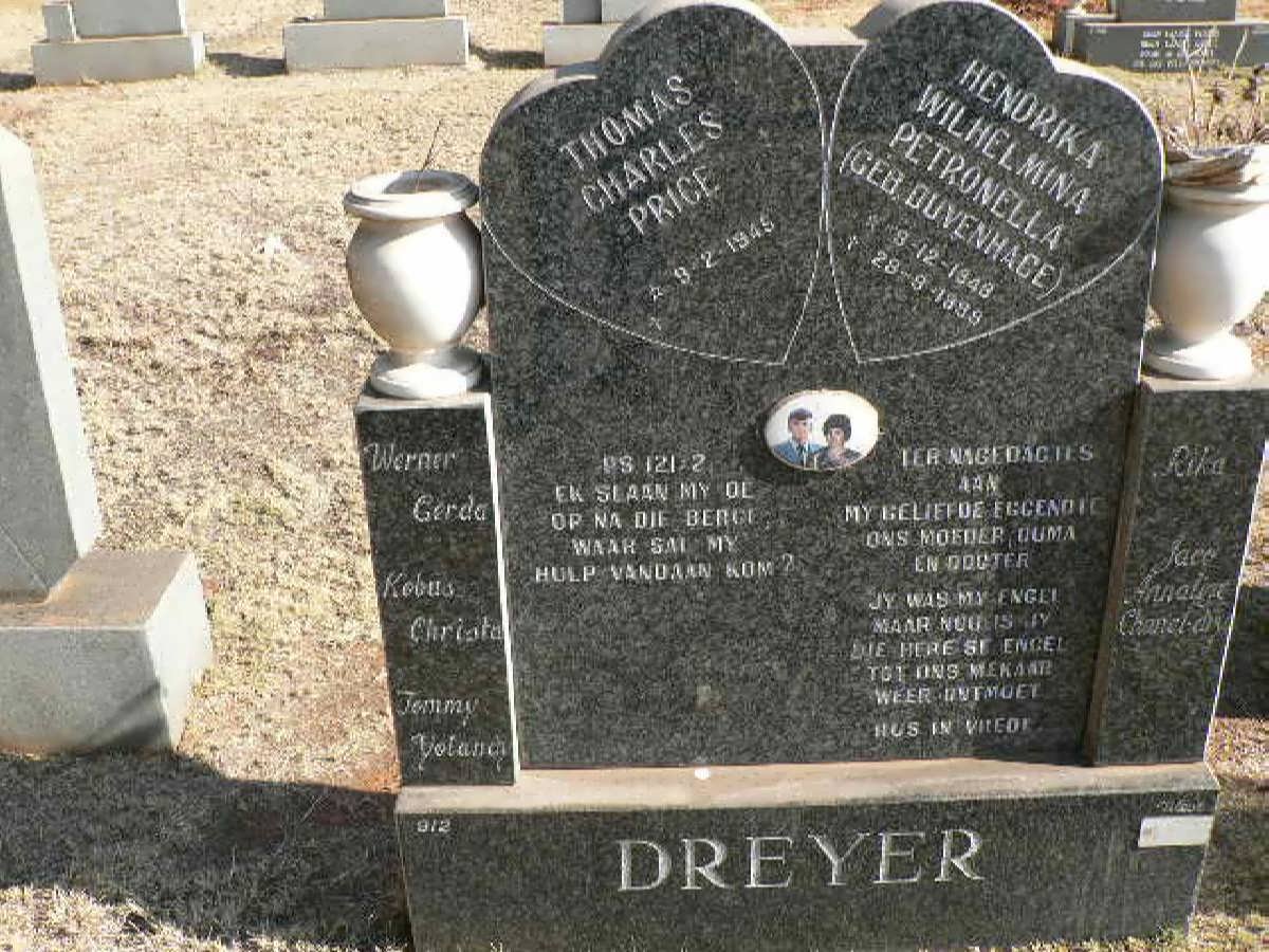 DREYER Thomas Charles Price 1945- &amp; Hendrika Wilhelmina Petronella DUVENHAGE 1948-1999