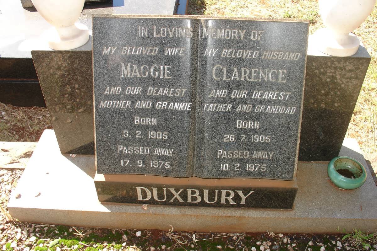 DUXBURY Clarence 1905-1975 &amp; Maggie 1905-1975
