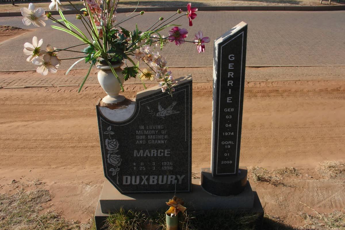 DUXBURY Marge 1936-1996 ::DUXBURY Gerrie 1974-2008