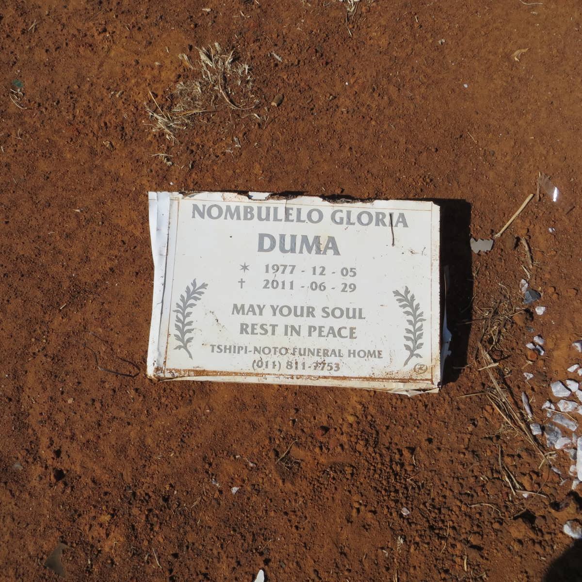 DUMA Nombulelo Gloria 1977-2011