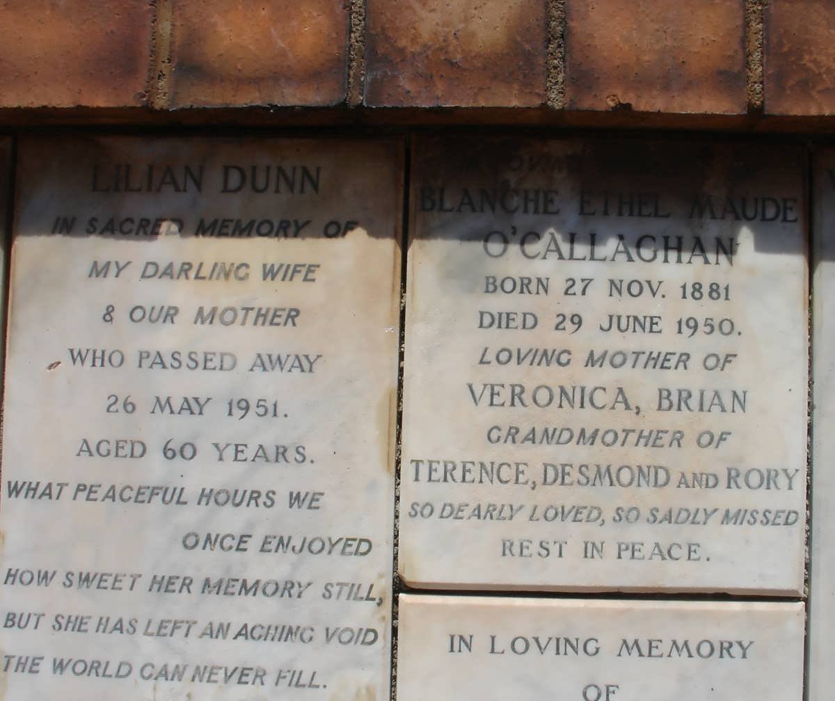 DUNN Lilian -1951 :: O'CALLAGHAN Blanche Ethel Maude 1881-1950