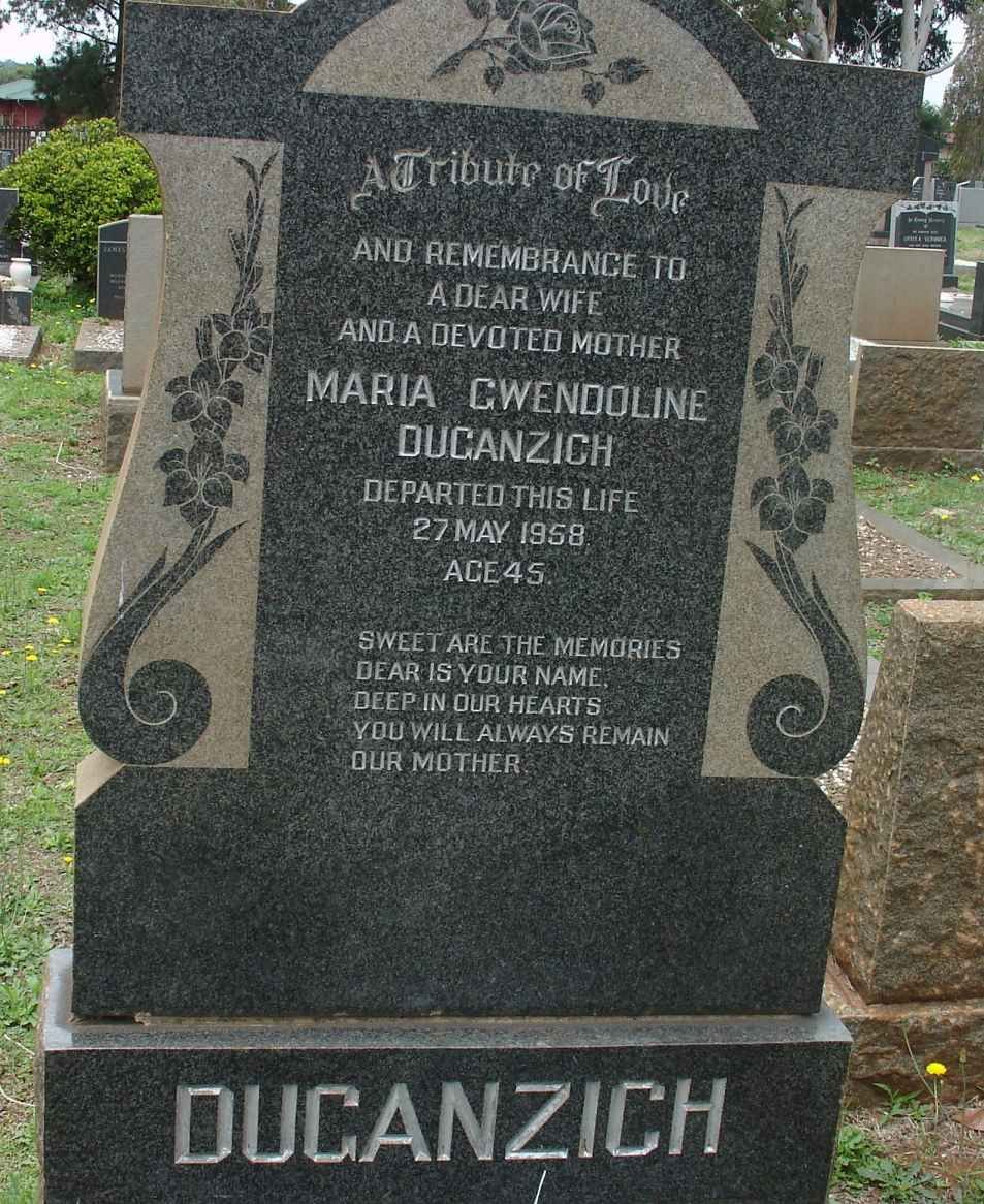 DUGANZICH Maria Gwendoline -1958