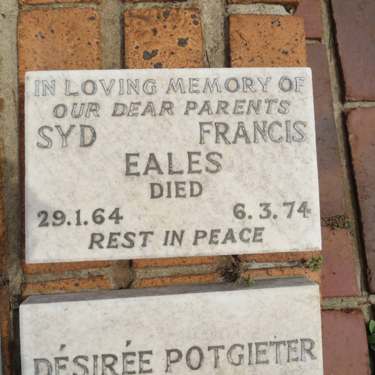 EALES Syd -1964 &amp; Francis -1974
