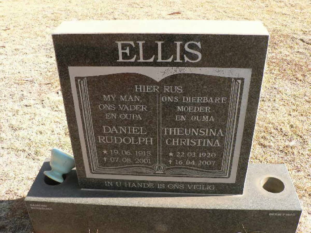 ELLIS Daniel Rudolph 1915-2001 &amp; Theunsina Christina 1920-2007
