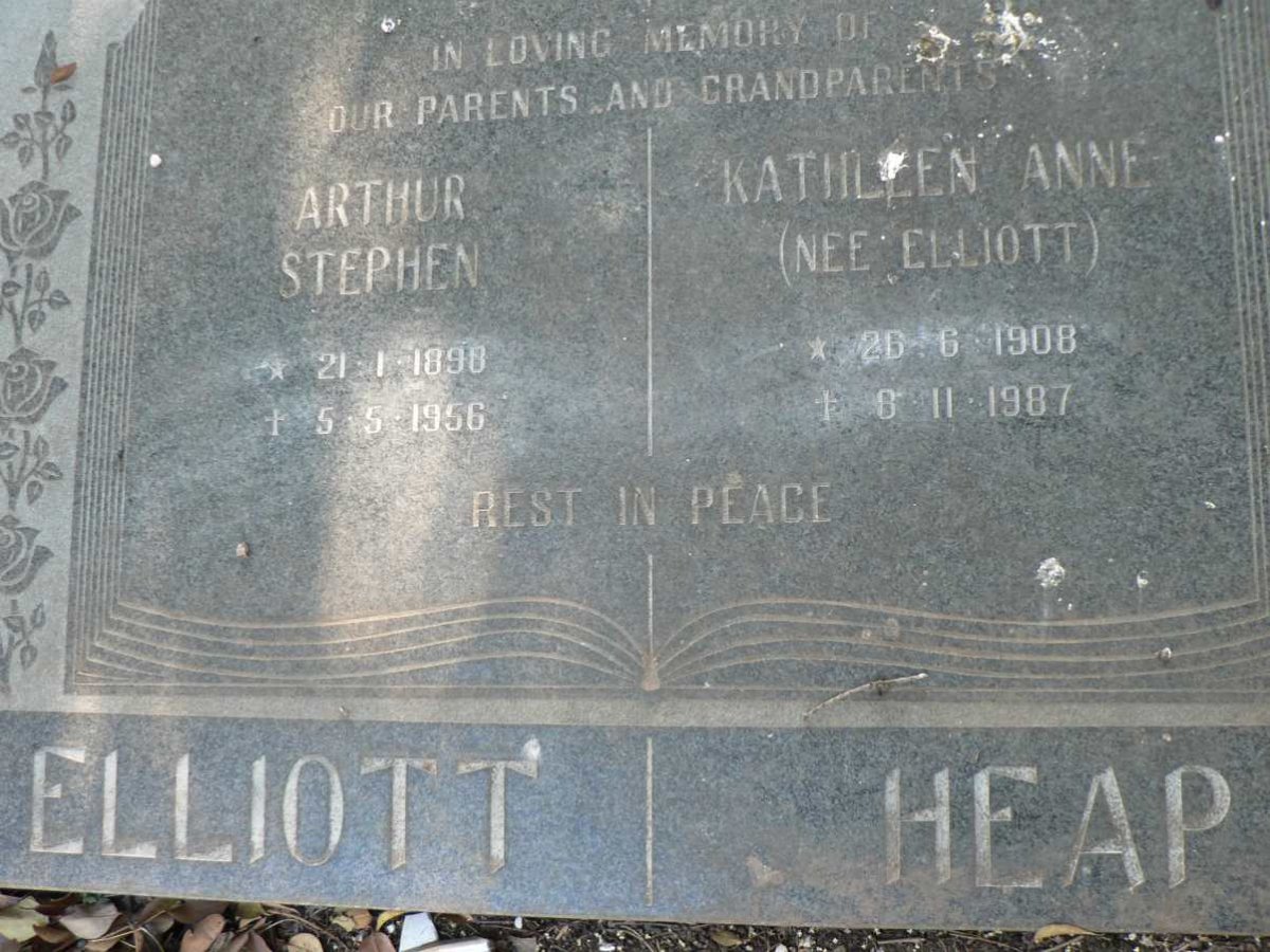 ELLIOTT Arthur Stephen 1898-1956 :: HEAP Kathleen Anne nee ELLIOT 1908-1987