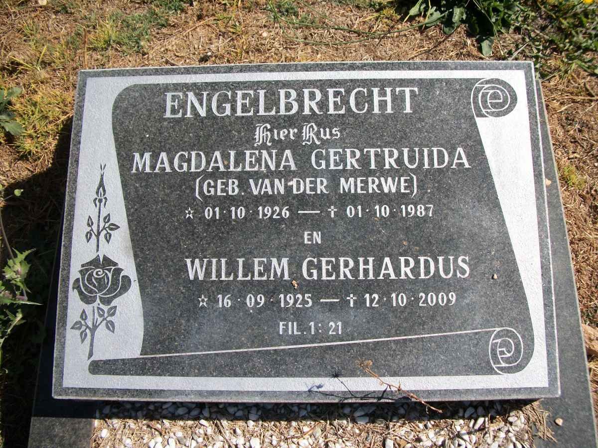 ENGELBRECHT Willem Gerhardus 1925-2009 &amp; Magdalena Gertruida VAN DER WALT 1926-1987