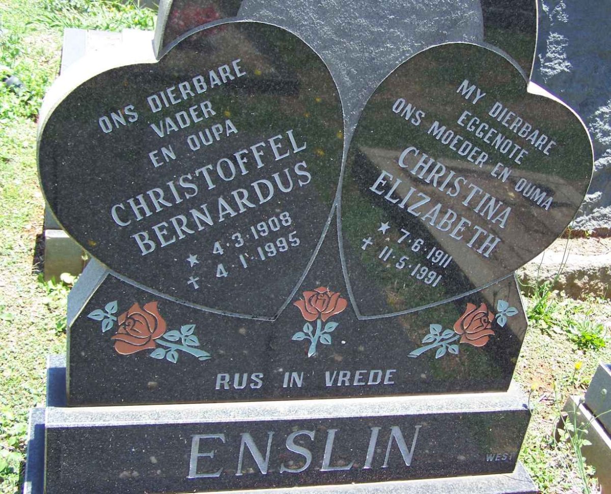 ENSLIN Christoffel Bernardus 1908-1995 &amp; Christina Elizabeth 1911-1991