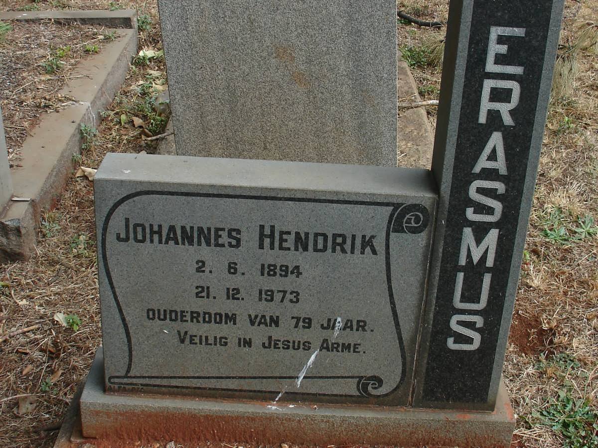 ERASMUS Johannes Hendrik 1894-1973