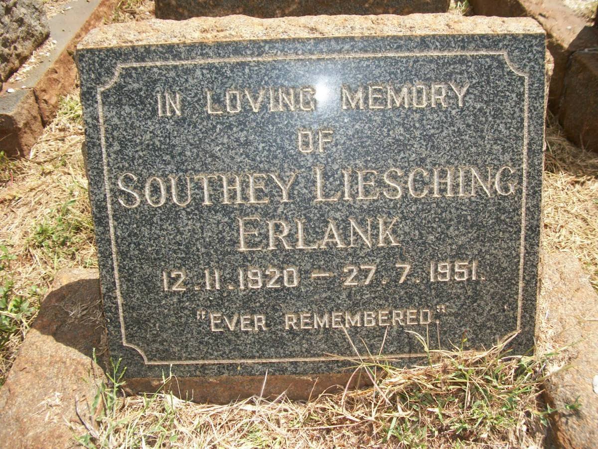 ERLANK Southey Liesching 1920-1951