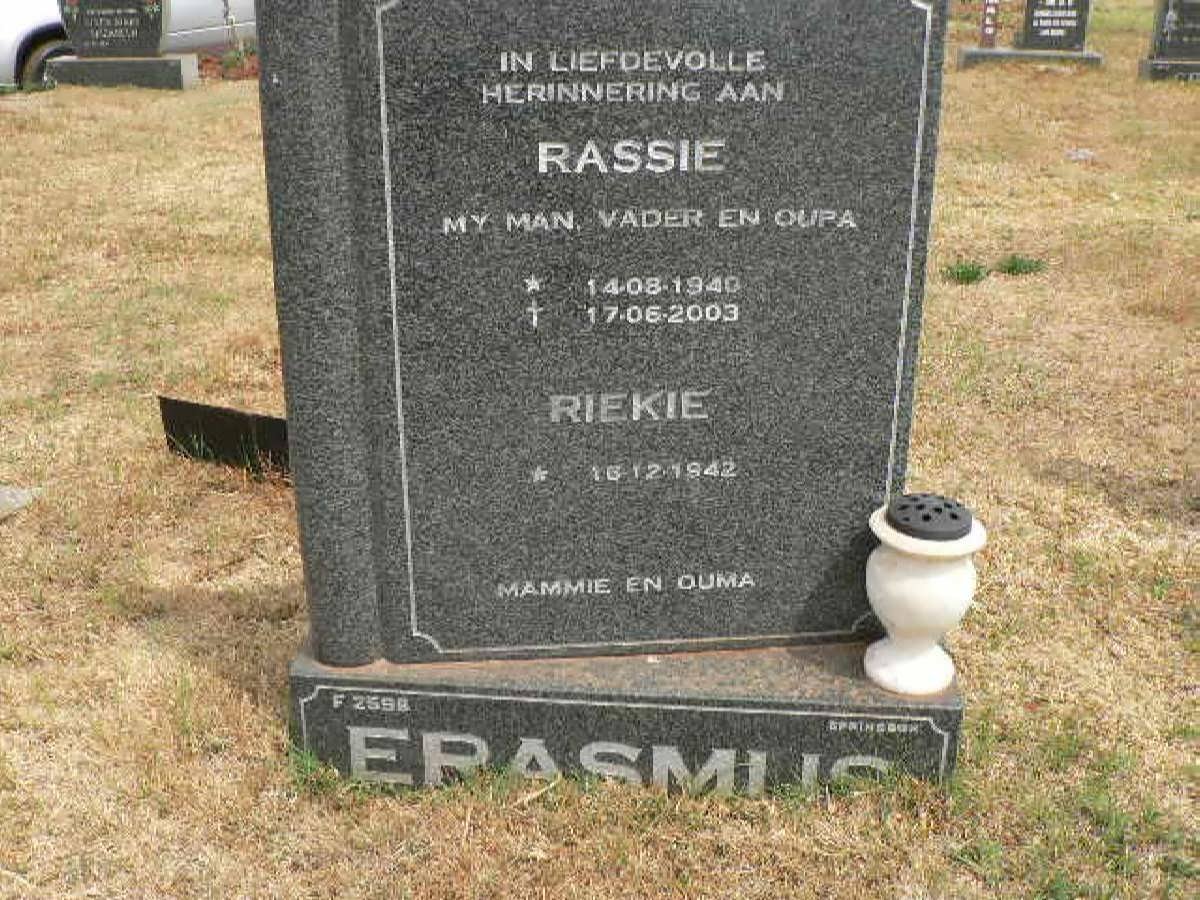 ERASMUS Rassie 1940-2003 &amp; Riekie 1942-
