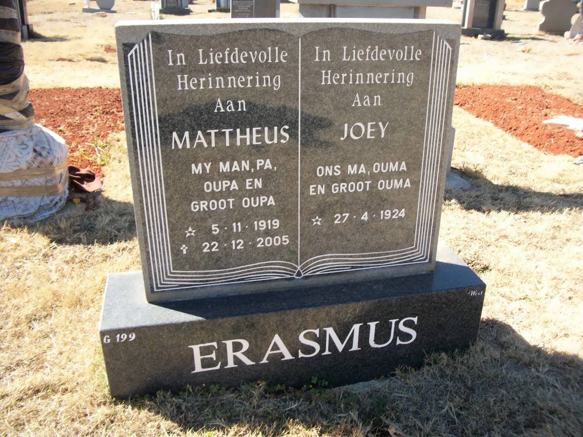 ERASMUS Mattheus 1917-20056 &amp; Joey 1924-