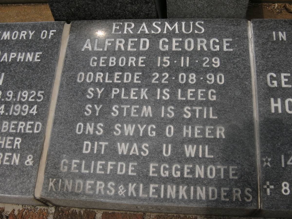ERASMUS Alfred George 1929-1990
