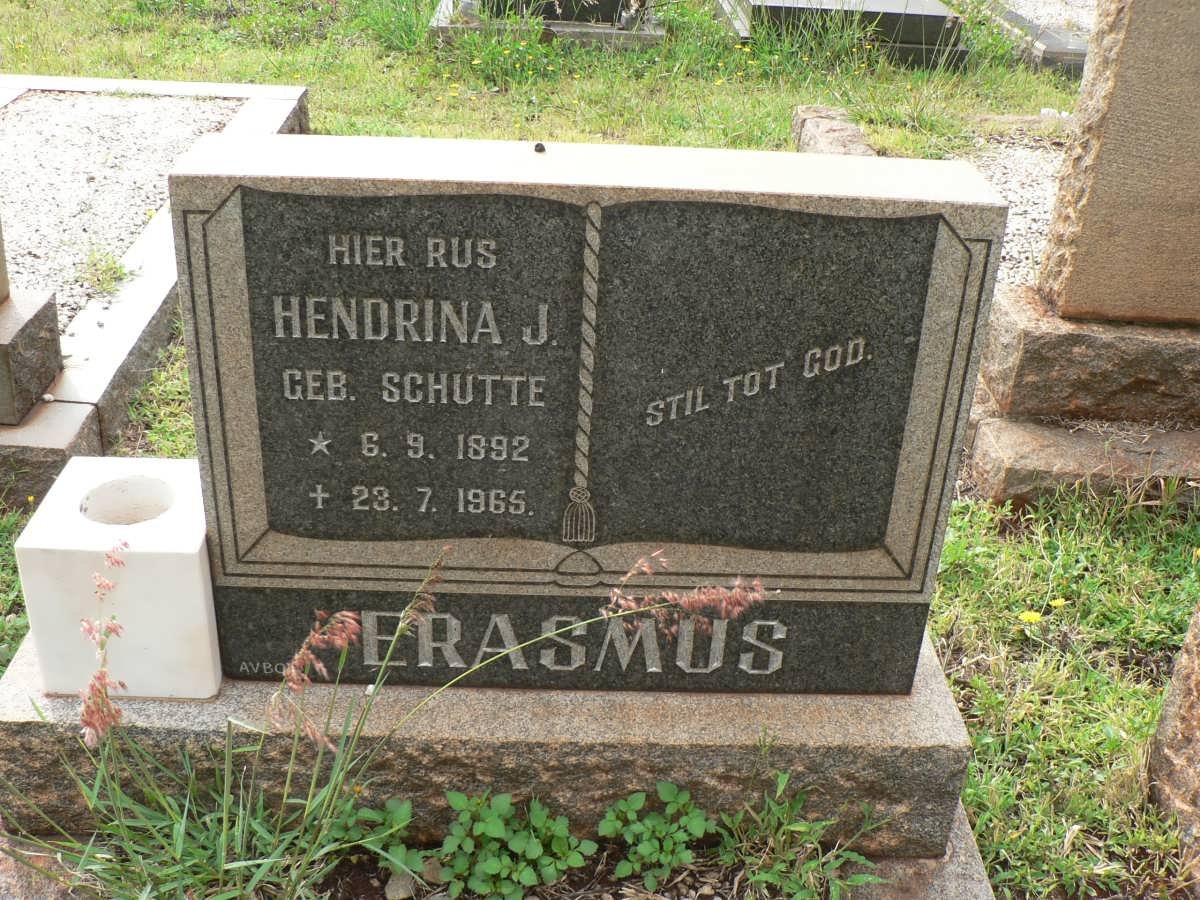ERASMUS Hendrina J. geb SCHUTTE 1892-1965