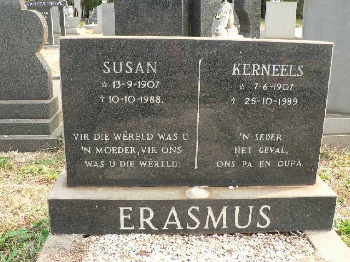 ERASMUS Kerneels 1907-1989 &amp; Susan 1907-1988