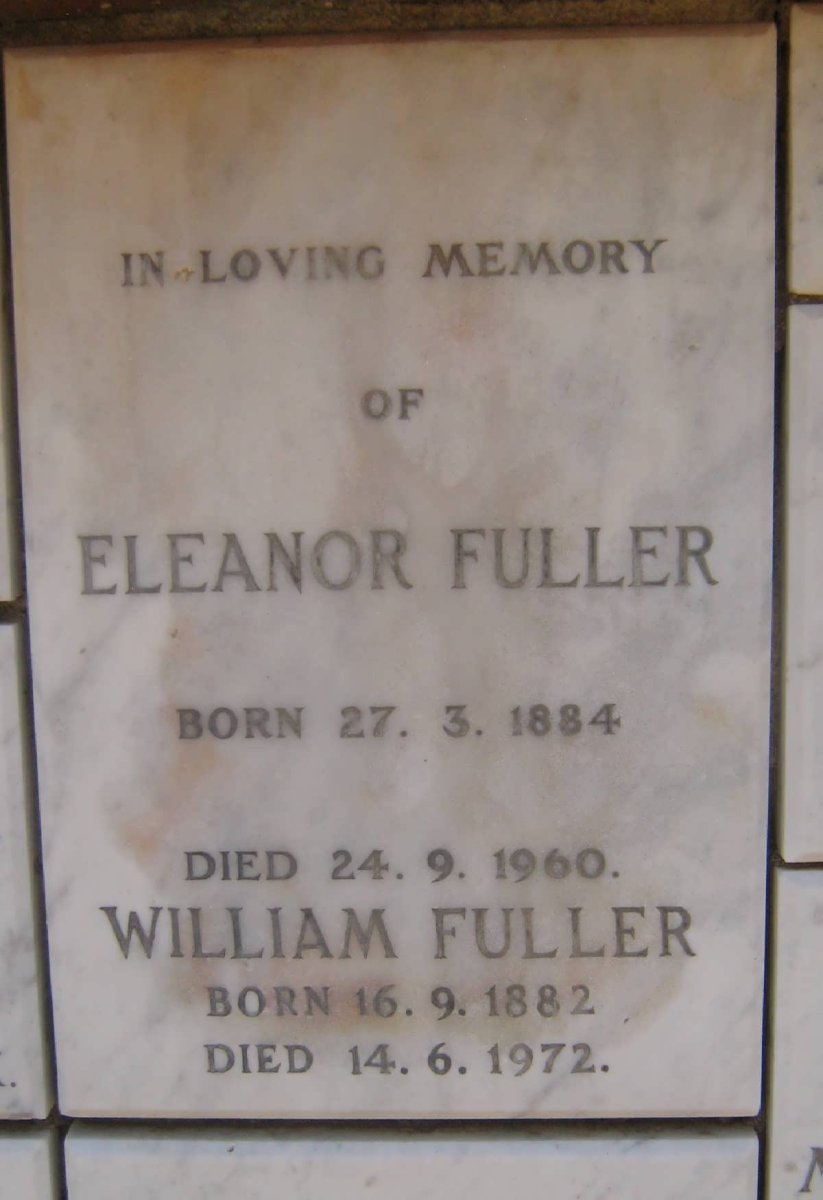 FULLER William 1882-1972 &amp; Eleanor 1884-1960