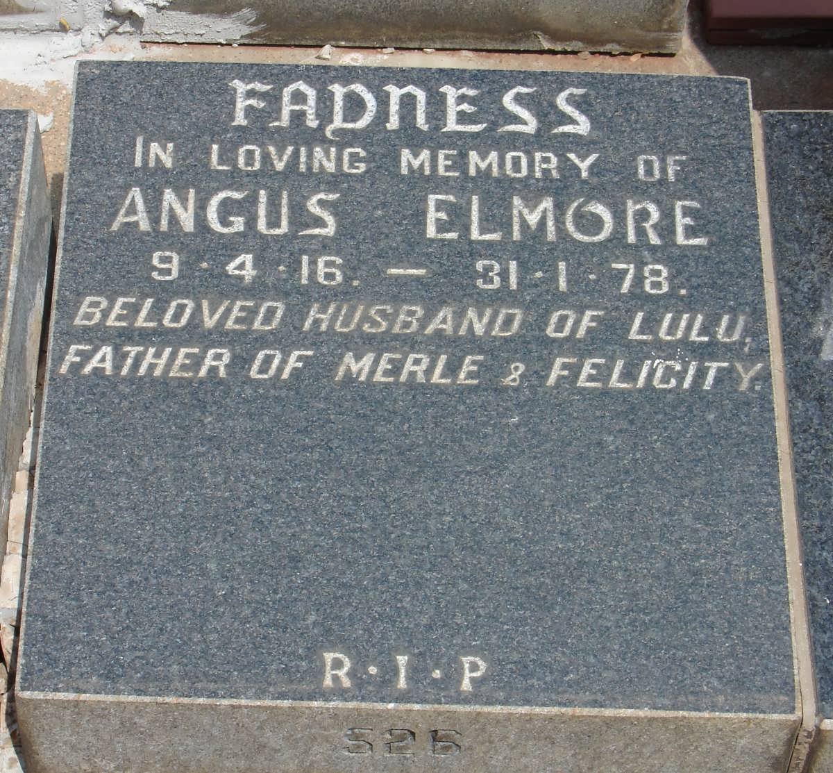 FADNESS Angus Elmore 1916-1978