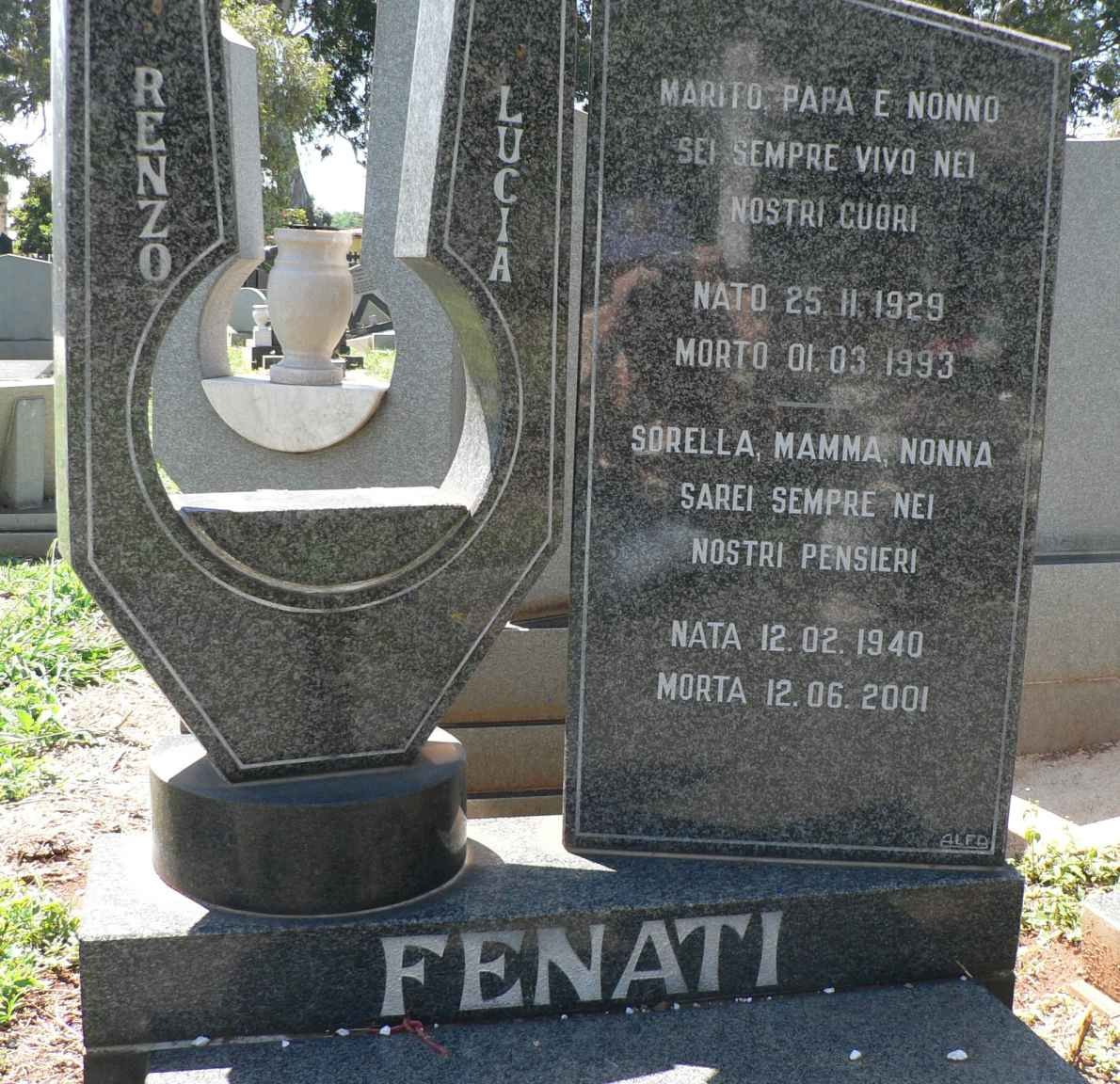 FENATI Renzo 1929-1993 :: FENATI Lucia 1940-2001