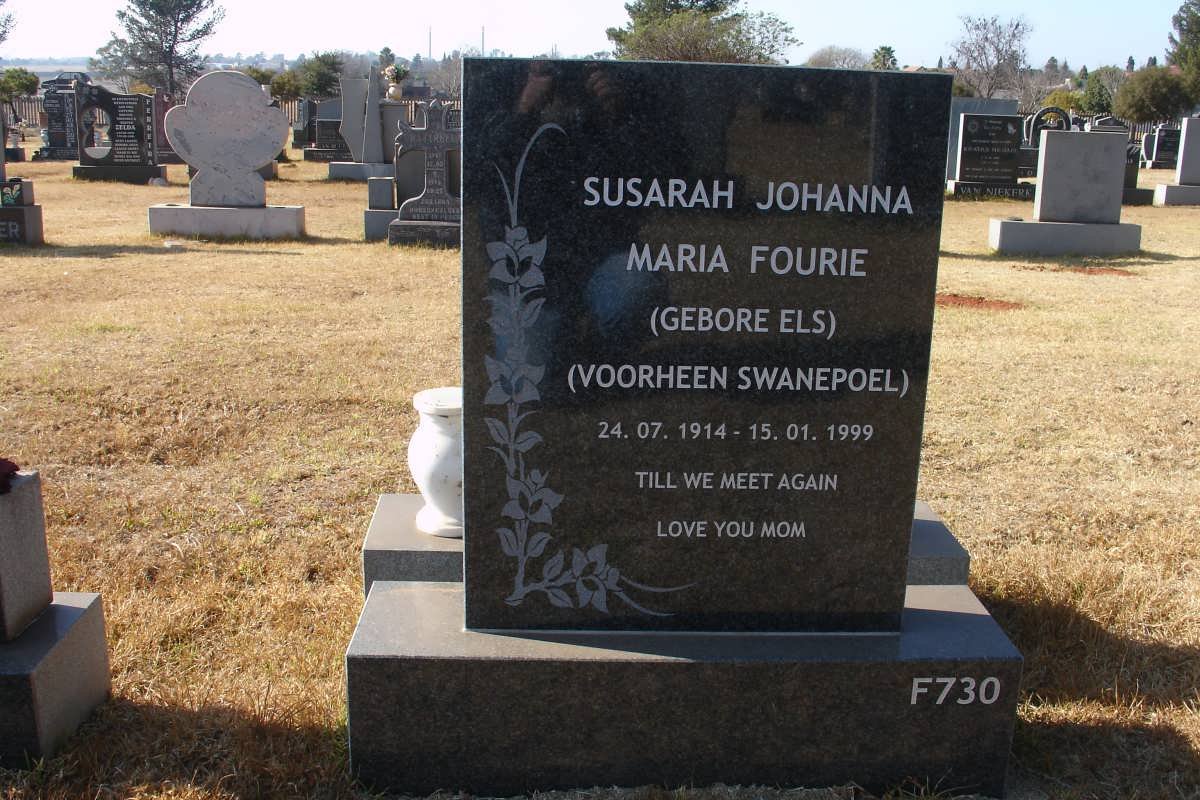 FOURIE Susarah Johanna Maria voorheen SWANEPOEL nee ELS  1914-1999