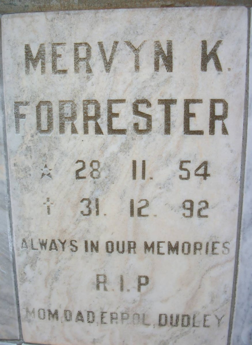 FORRESTER Mervyn K. 1954-1992