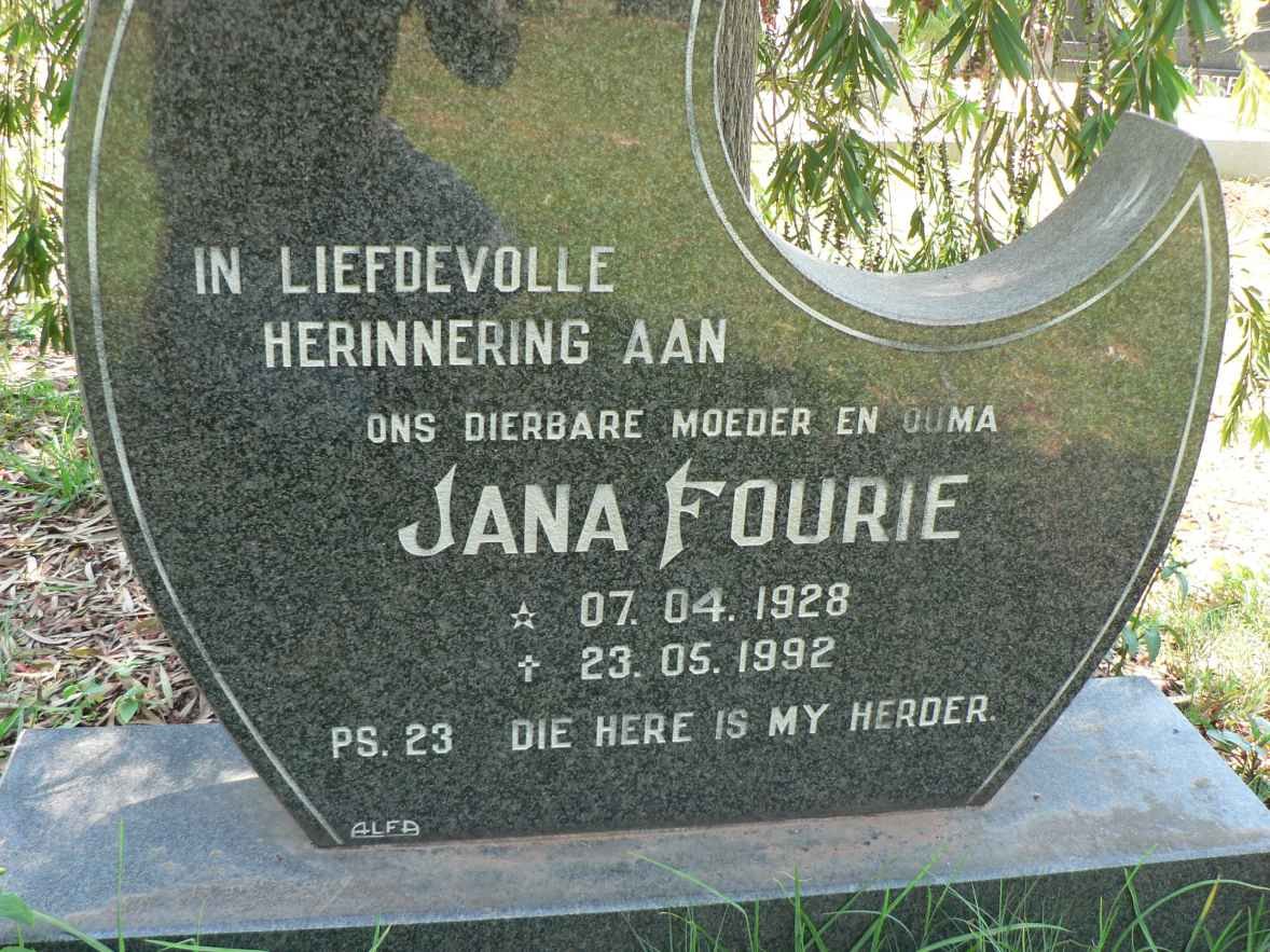 FOURIE Jana 1928-1992