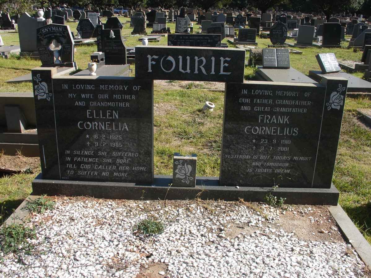 FOURIE Frank Cornelius 18?-2001 &amp; Ellen Cornelia 1925-1985