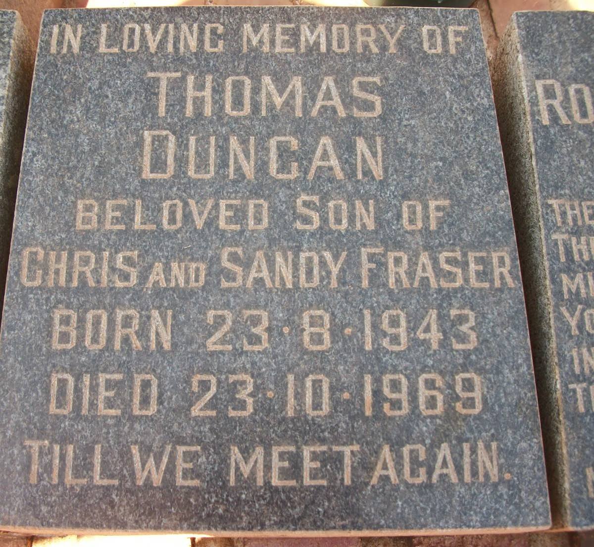 FRASER Thomas Duncan 1943-1969