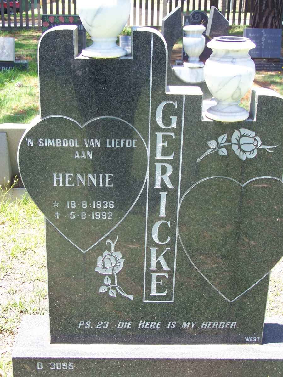 GERICKE Hennie 1936-1992