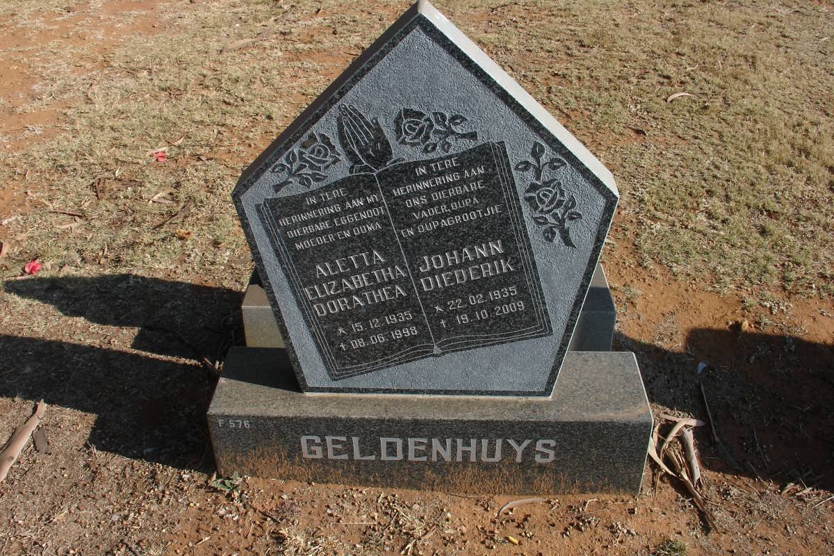 GELDENHUYS Johann Diederik 1935-2009 &amp; Aletta Elizabetha Dorathea 1935-1998