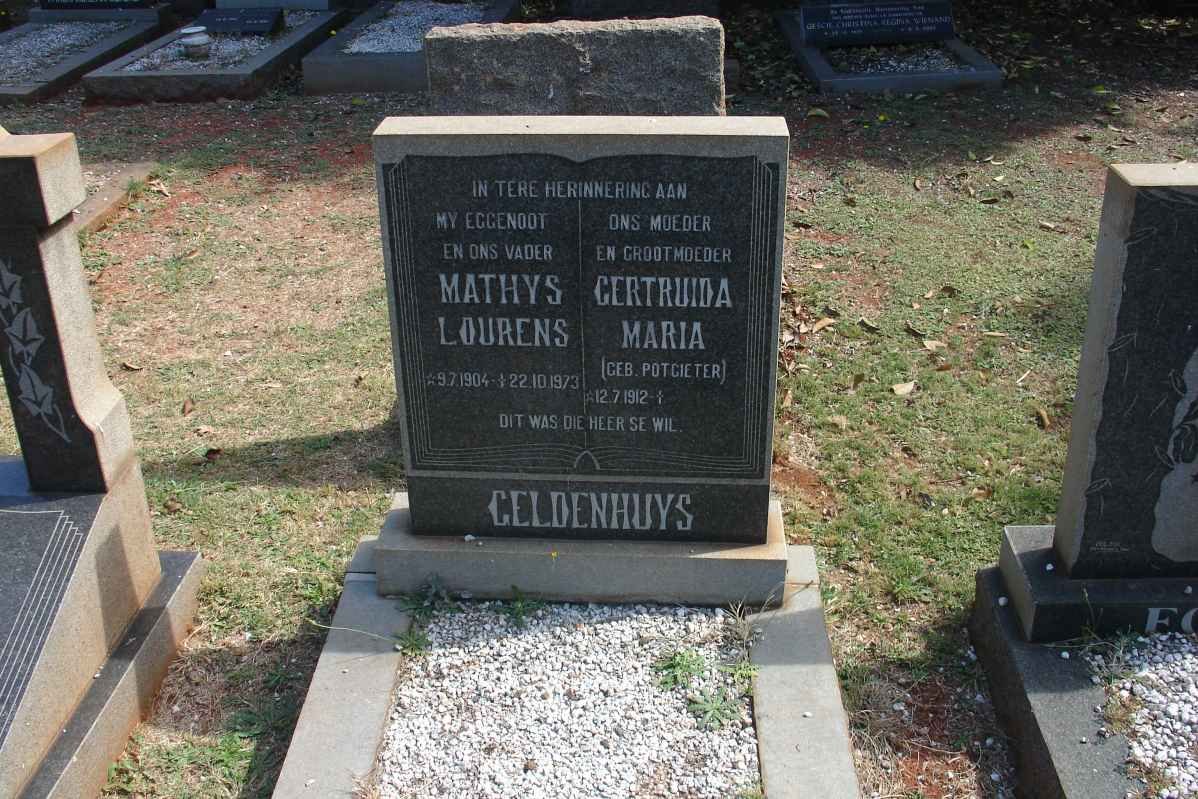 GELDENHUYS Mathys Lourens 1904-1973 &amp; Gertruida Maria POTGIETER 1912-