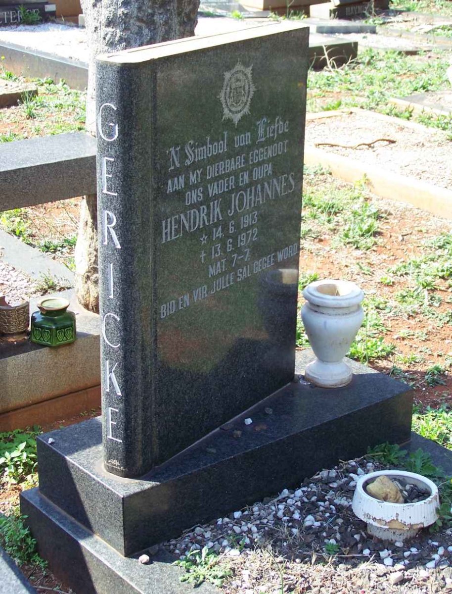GERICKE Hendrik Johannes 1913-1972