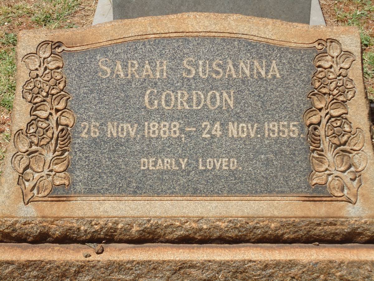 GORDON Sarah Susanna 1888-1955