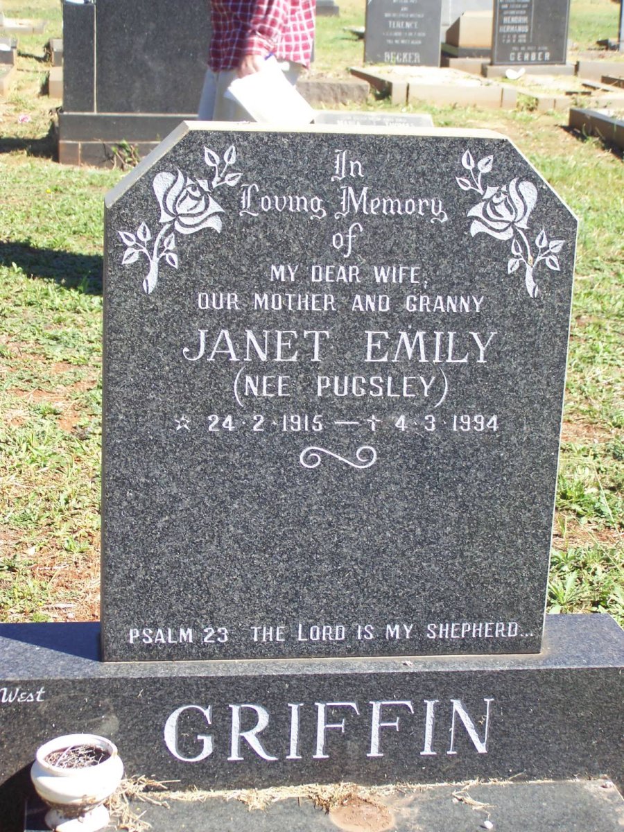 GRIFFIN Janet Emily nee PUGSLEY 1915-1994