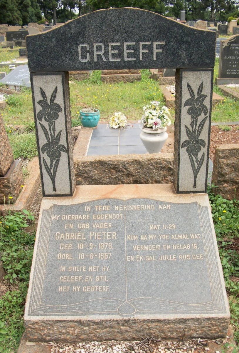 GREEFF Gabriël Pieter 1878-1957
