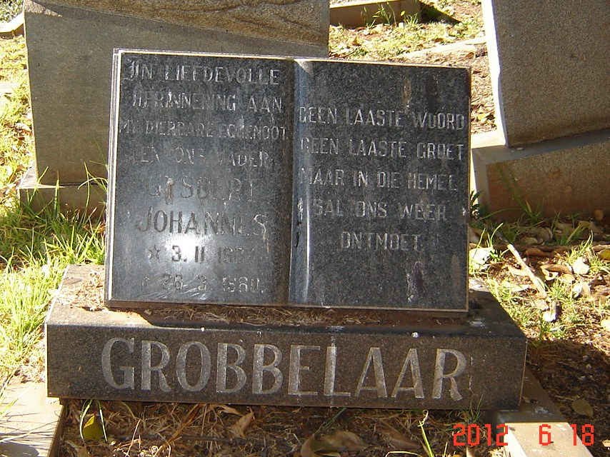 GROBBELAAR Gysbert Johannes 19??-1980