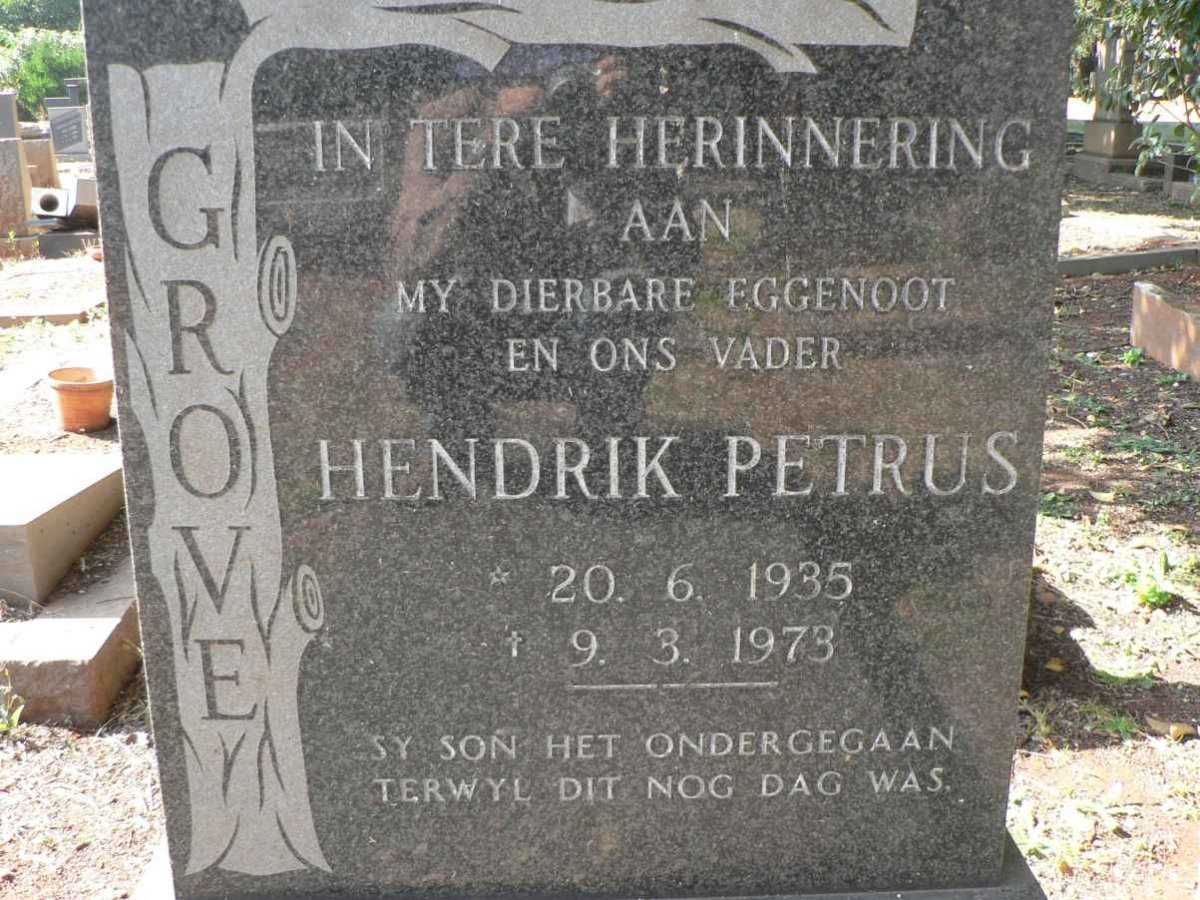 GROVE Hendrik Petrus 1935-1973