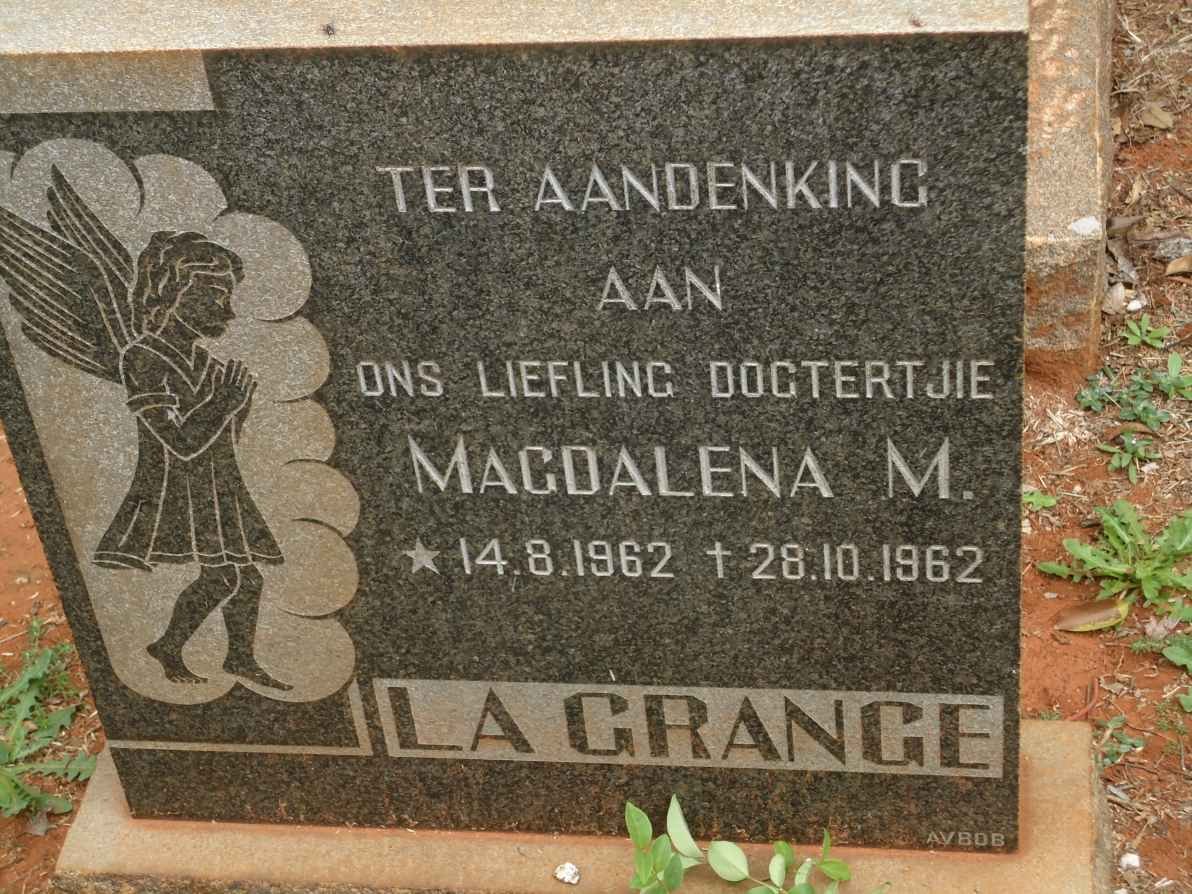 GRANGE Magdalena M., la 1962-1962