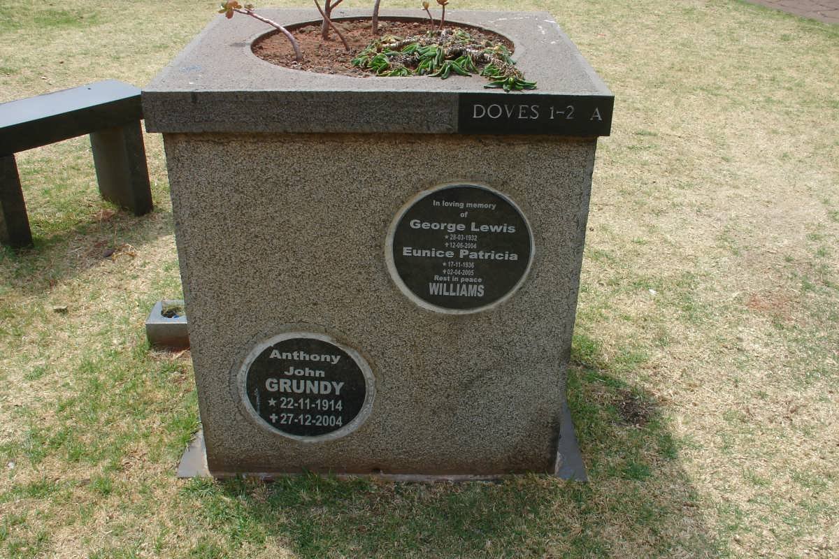 GRUNDY Anthony John 1914-2004 :: WILLIAMS George Lewis 1932-2004 &amp; Eunice Patricia  1936-2005