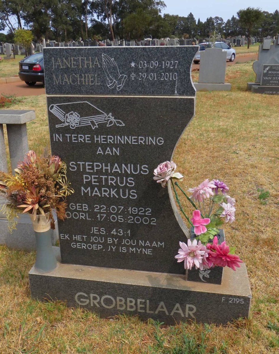 GROBBELAAR Stephanus Petrus Markus 1922-2002 &amp; Janetha Machiel 1927-2010