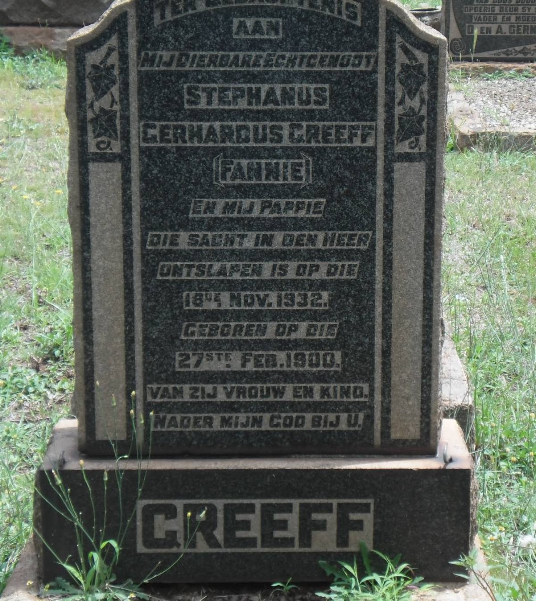 GREEFF Stephanus Gerhardus 1900-1932