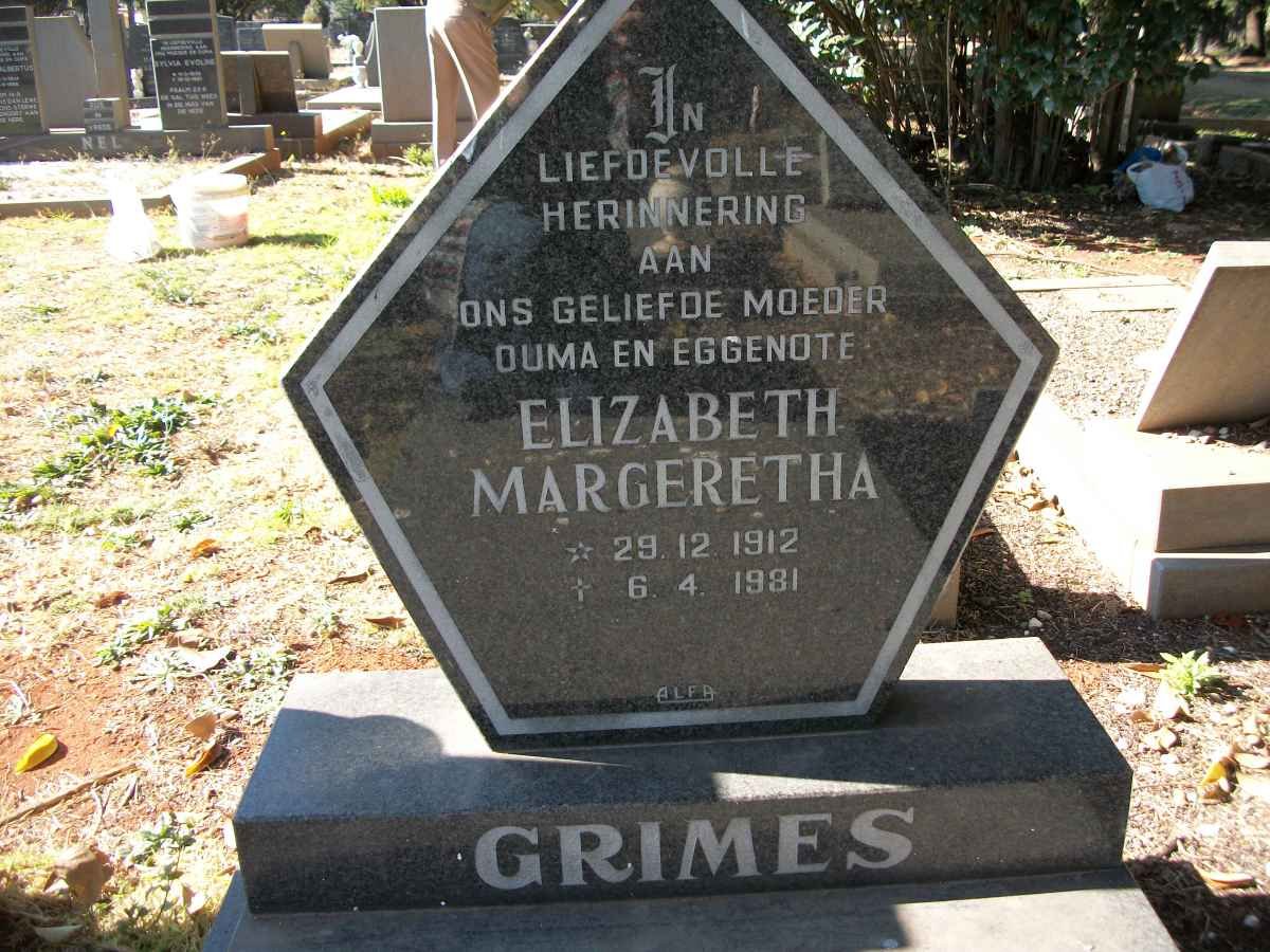 GRIMES Elizabeth Margaretha 1912-1981