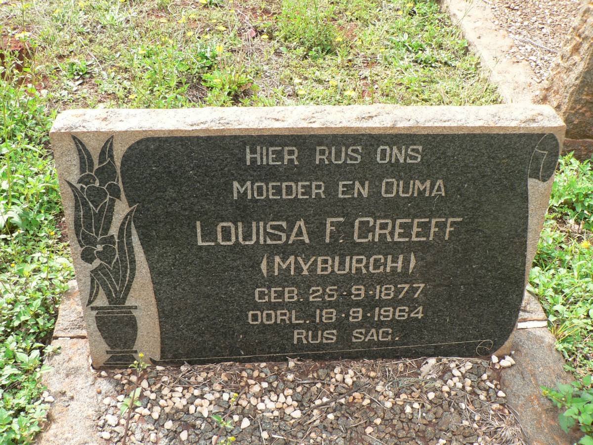 GREEFF Louisa F. nee MYBURGH 1877-1964