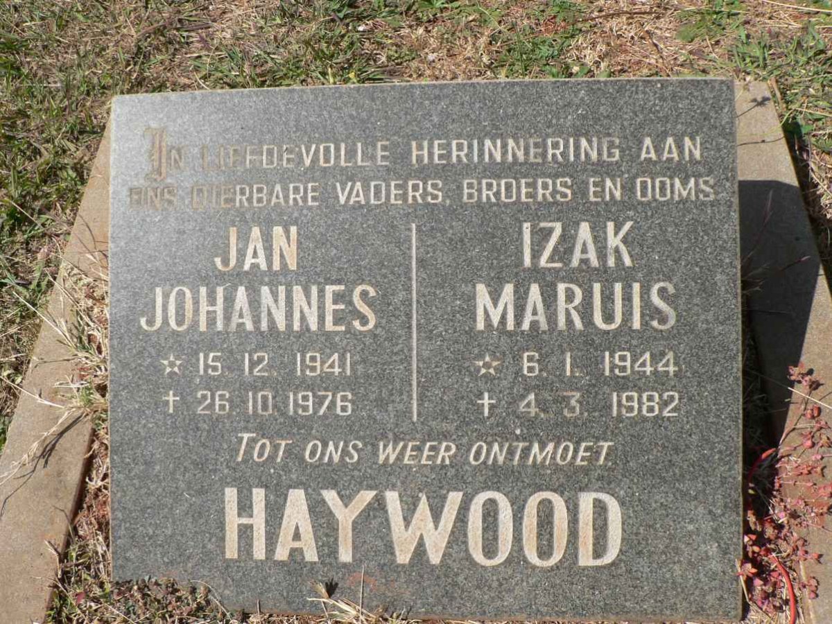 HAYWOOD Jan Johannes 1941-1976 :: HAYWOOD Izak Maruis 1944-1982