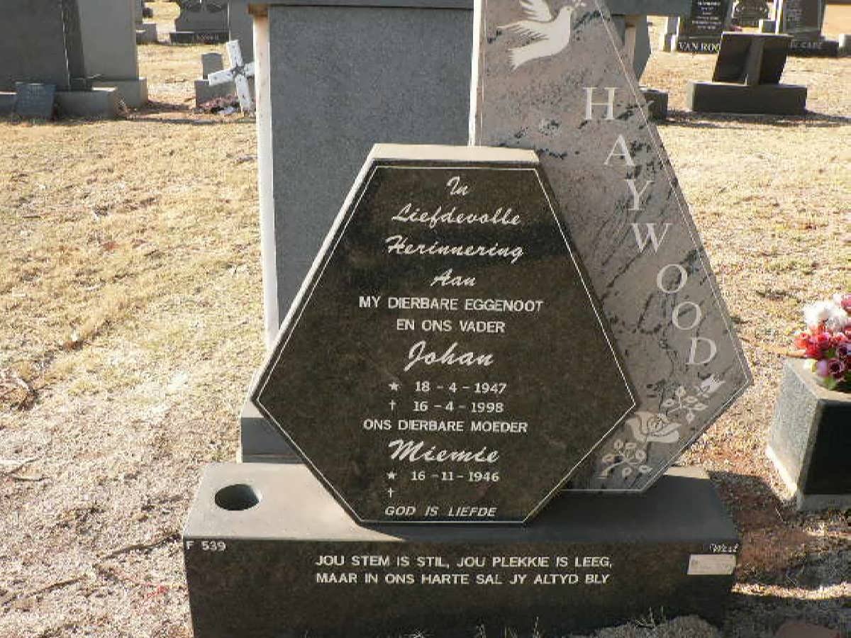 HAYWOOD Johan 1947-1998 &amp; Miemie 1946-