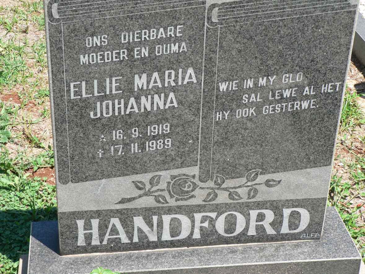 HANDFORD Ellie Maria Johanna 1919-1989