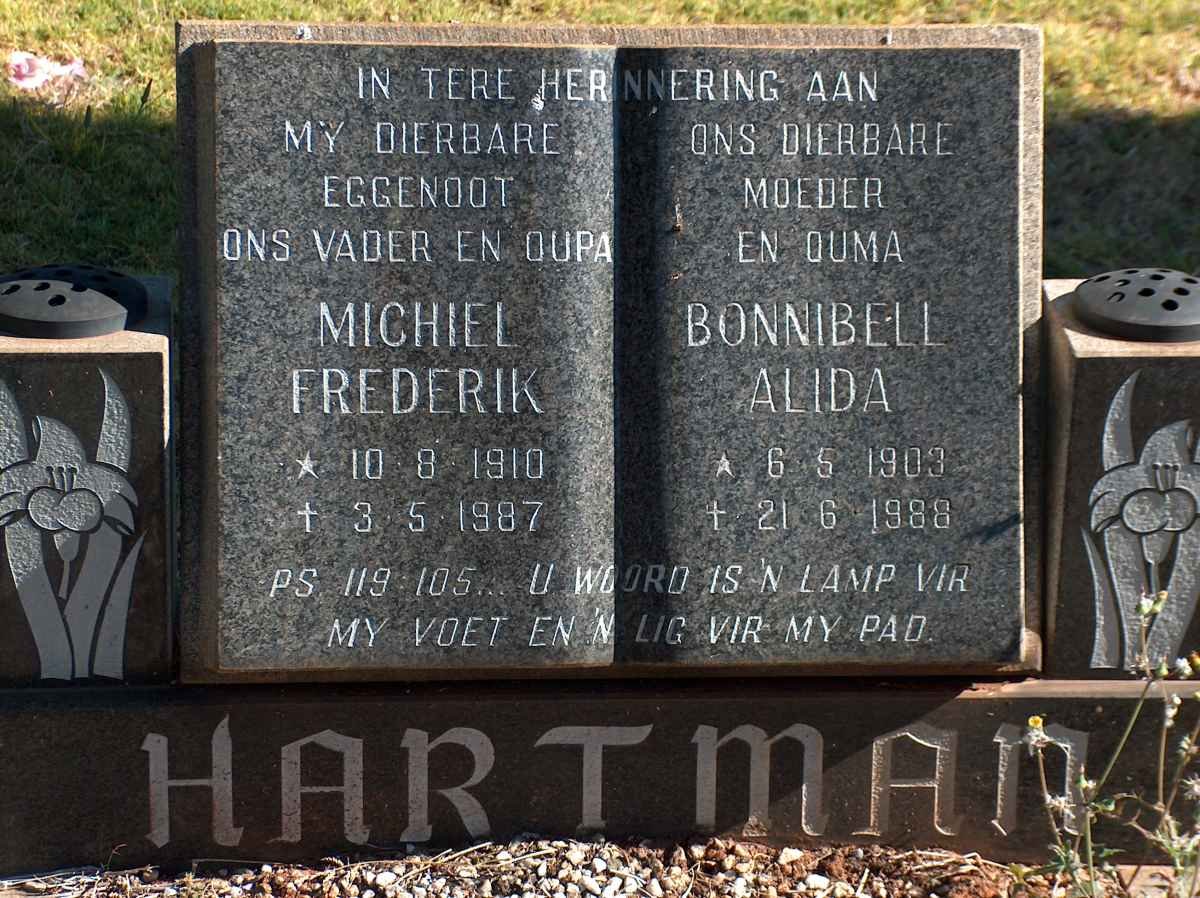 HARTMAN Michiel Frederik 1910-1987 &amp; Bonnibell Alida 1903-1988