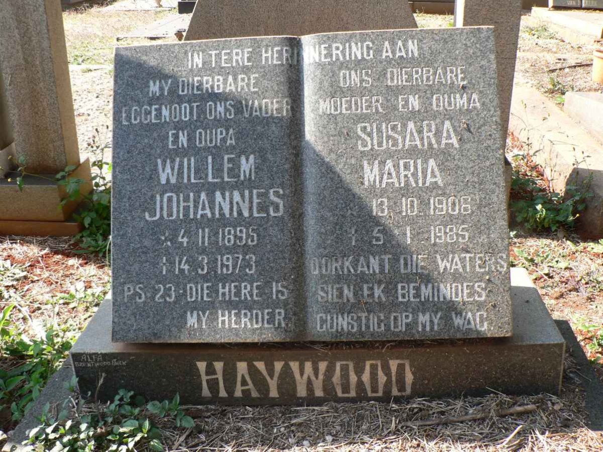 HAYWOOD Willem Johannes 1895-1973 &amp; Susara Maria 1906-1985 