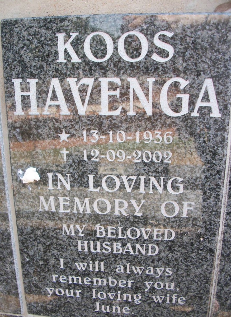 HAVENGA Koos 1936-2002