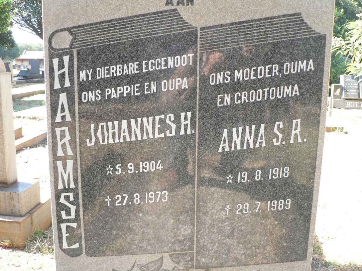 HARMSE Johannes H. 1904-1973 &amp; Anna S.R. 1918-1989
