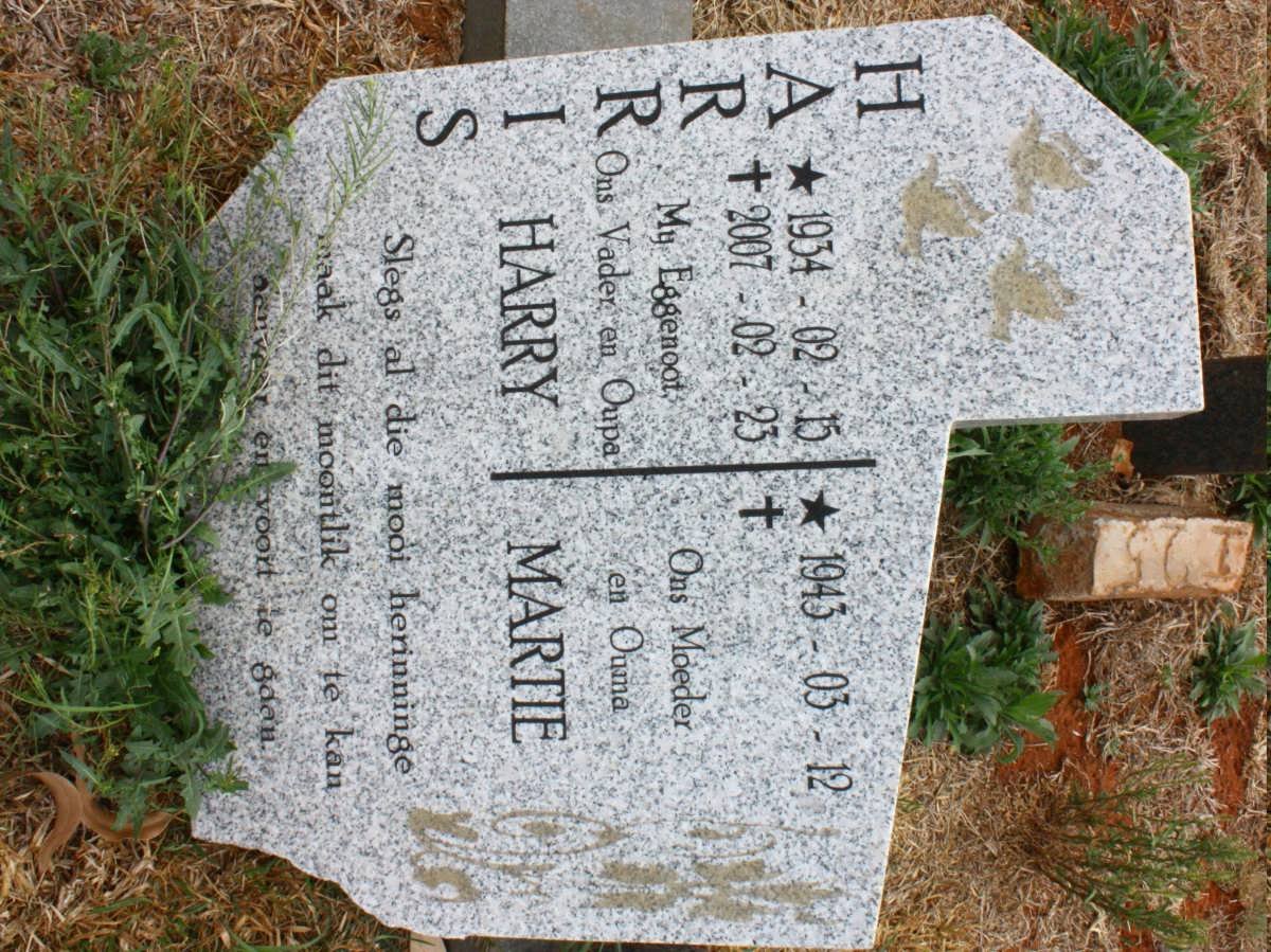 HARRIS Harry 1934-2007 &amp; Martie 1943-