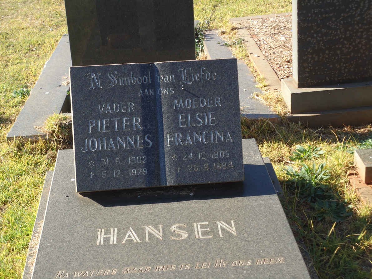 HANSEN Pieter Johannes 1902-1979 &amp; Elsie Francina 1905-1984